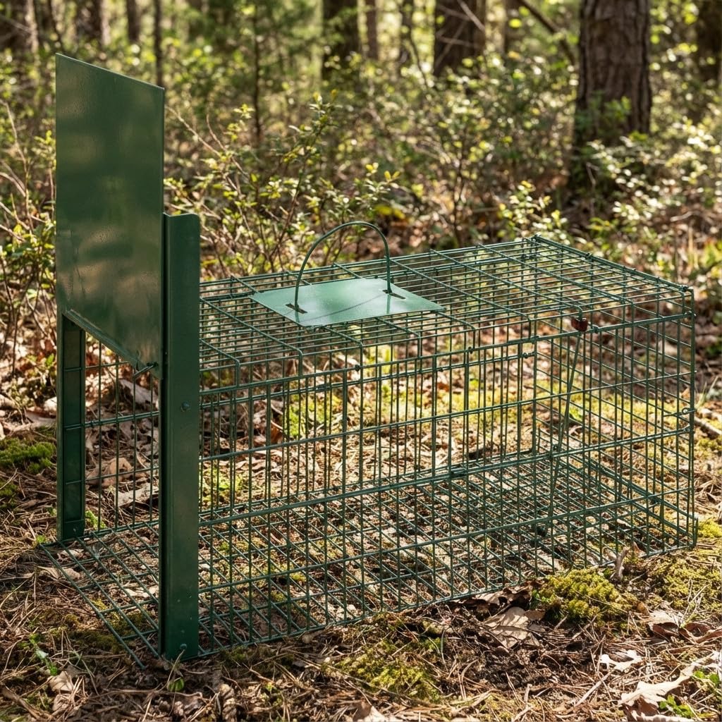 Suinga Trampa para Animales Vivos 75x37x34 cm Verde – Jaula Trampa Galvanizada para Conejos, Gatos, Zorros y Mapaches