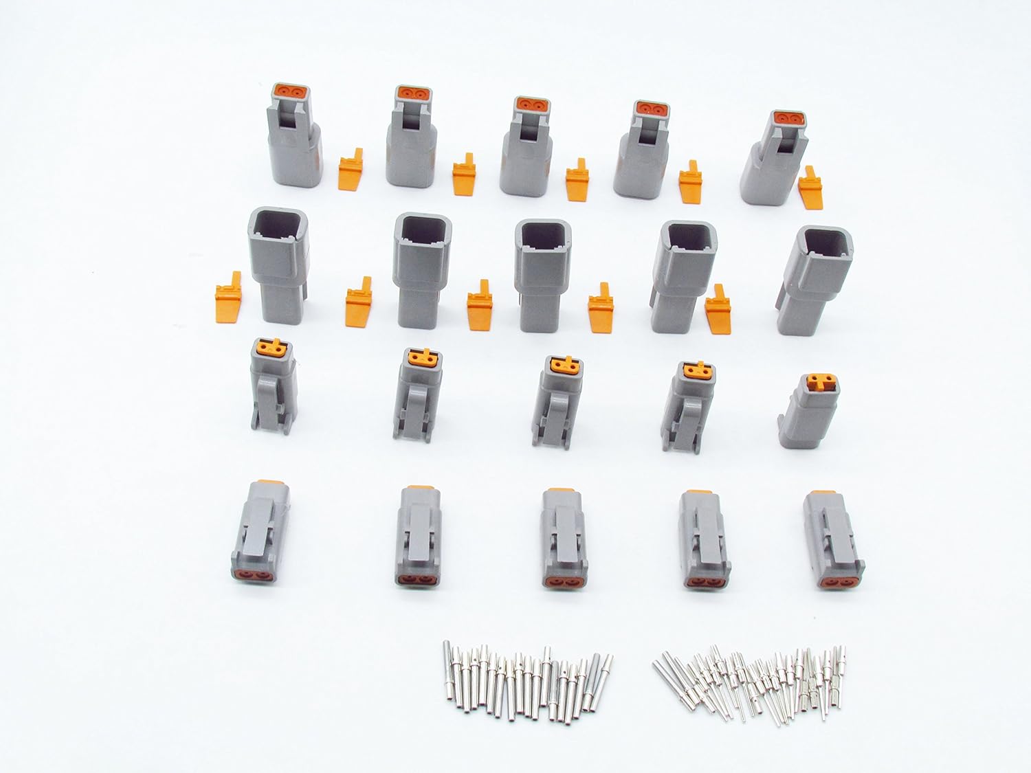 10 Sets DTM 2 Pin Male&Female auto Connector Wire Guage from 20-26AWG with Terminals Pins DTM06-2S DTM04-2P(Gray)