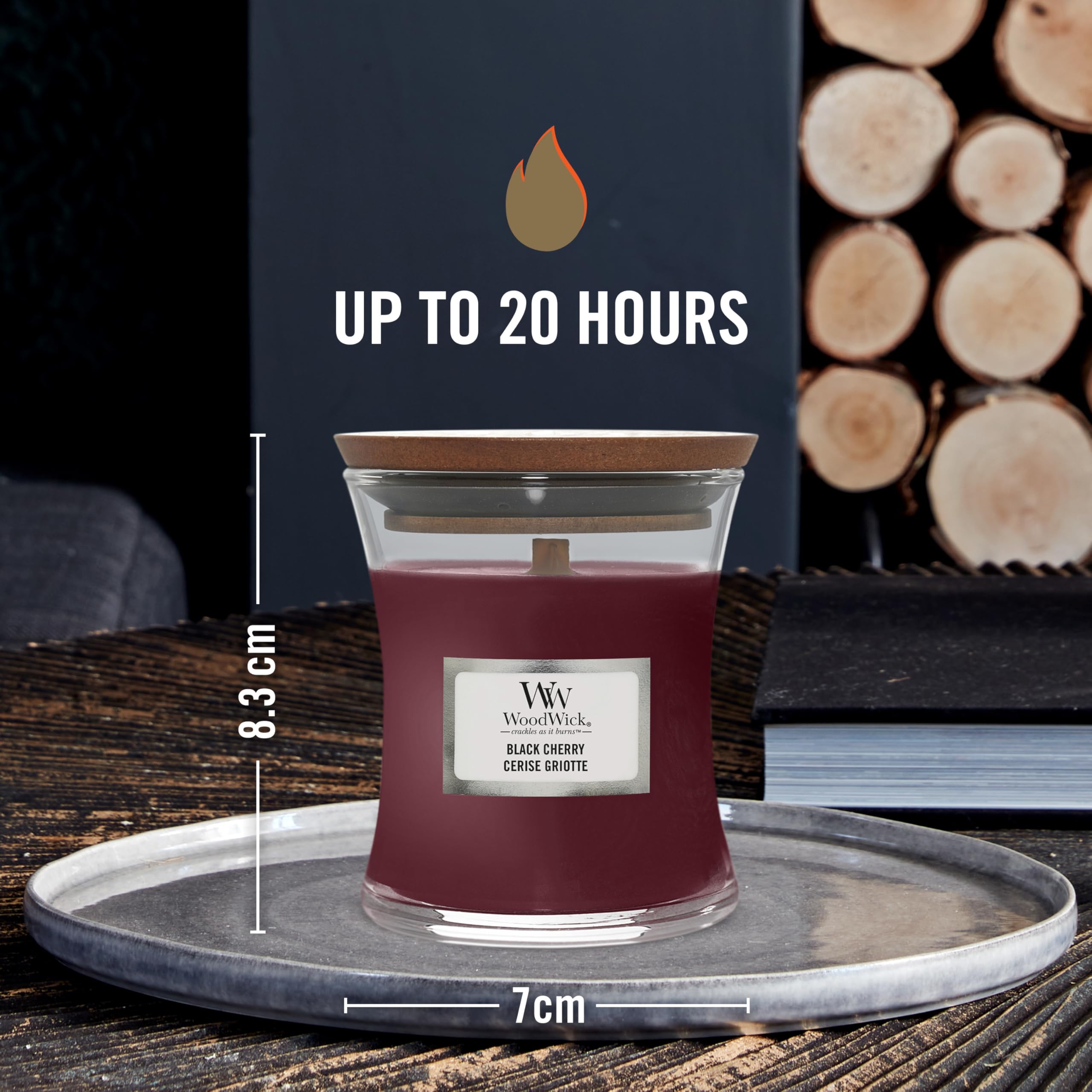 WoodWick Scented Candle with Crackling Wick, Black Cherry, Mini - Image 3