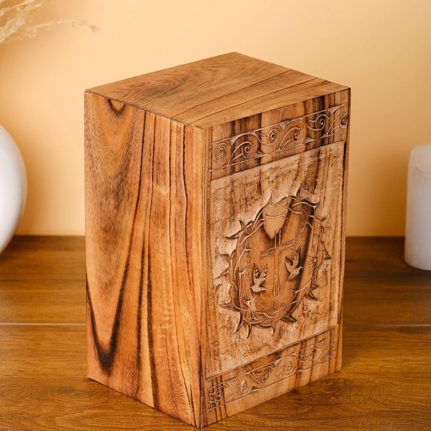 Cremation Urns for Human Ashes Adult Woman Men - Handcarved Decorative Memorial Funeral Burial Urn for Ashes Male Female Dad Mom - Large up to 250 lbs - Funeral Favors Burial Urns Hashcart® - Image 4