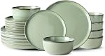 GBHOME Ceramic Dinnerware Sets for 8, 24 Pieces Stoneware Plates and Bowls Sets, Scratch Resistant Dishes, Dishwasher & Microwave Safe, Reactive Glaze-Pearl White