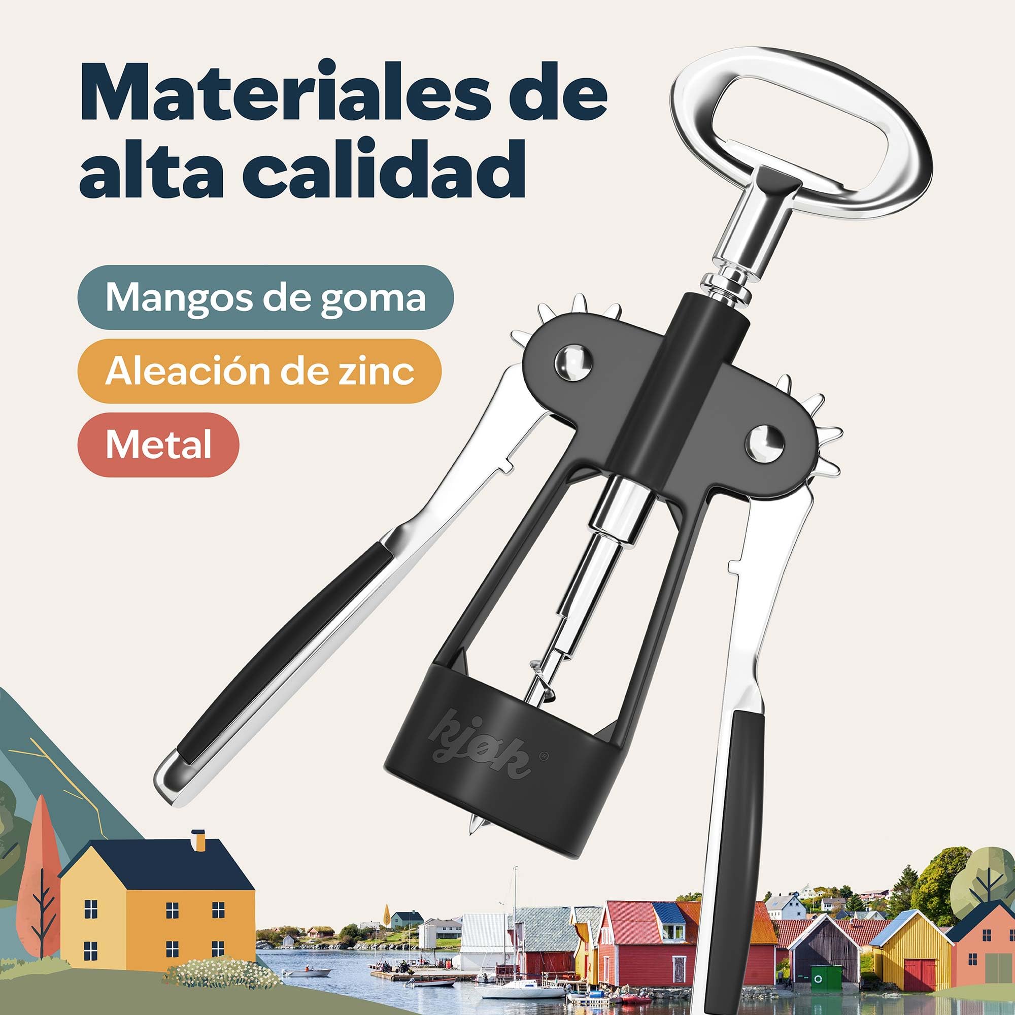 kjøk Premium Sacacorchos de alas, abridor de botellas de vino, abrebotellas multifuncional para vino, sacacorchos de aleación de zinc para corchos y botellas con cierre metálico