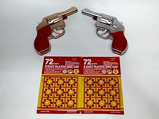 Generic 2 Plastic Gun Set + 2 Card Powder Gift + Gift, Realistic Military Style, Red, Age 8+