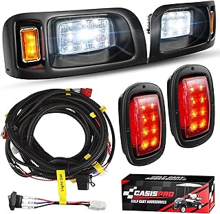 CASISPRO 12V Golf Cart Light Kit for Club Car DS 1993-UP, Street Legal LED Headlight Taillight Kit with Wiring Harness