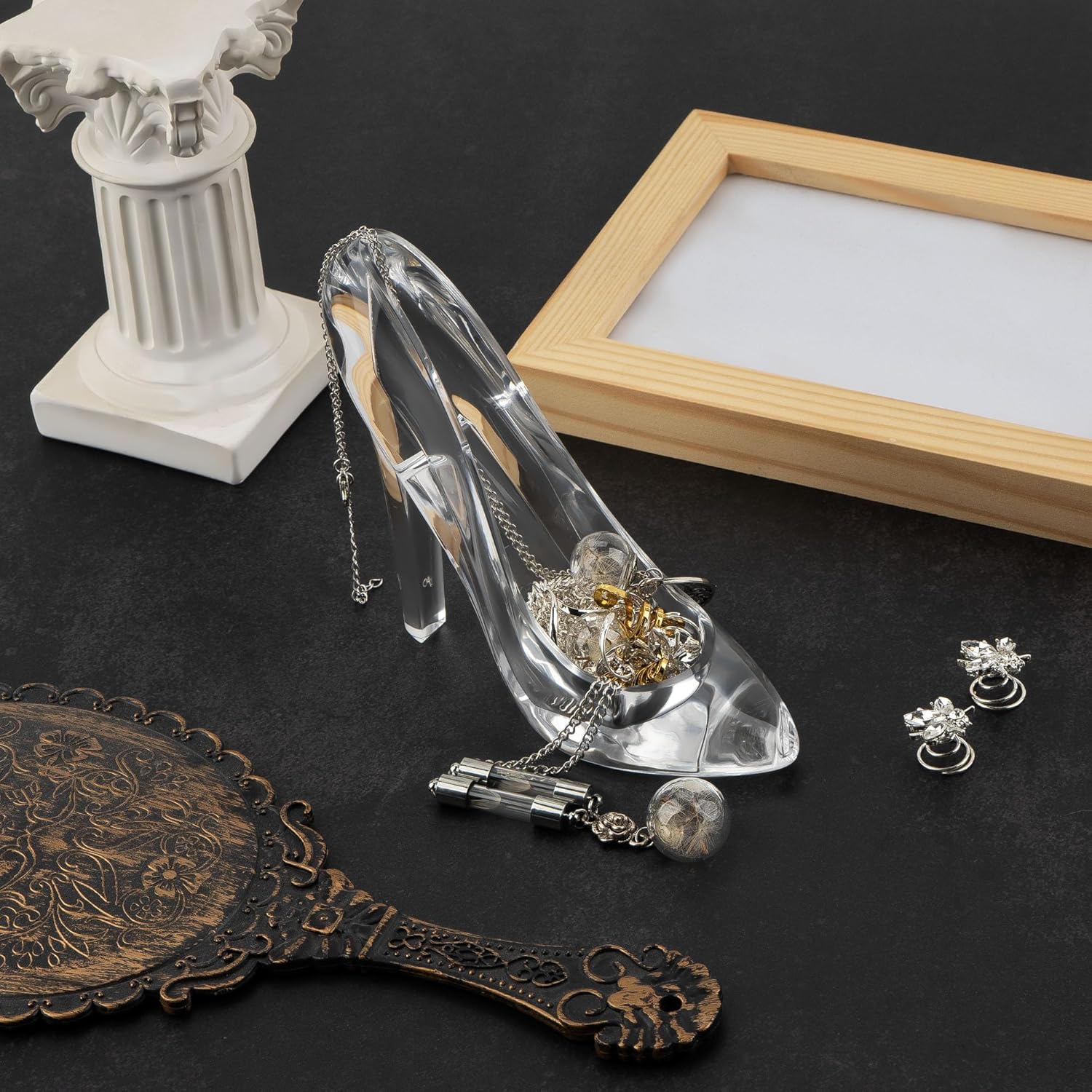 Small Cinderella Glass Slipper, Acrylic High Heel Shoe, Crystal High Heels Shoe Figurines for Decor, Figurine for Girls Coming-of-Age Ceremony Gift Birthday Party Decorations (Clear) - Image 6