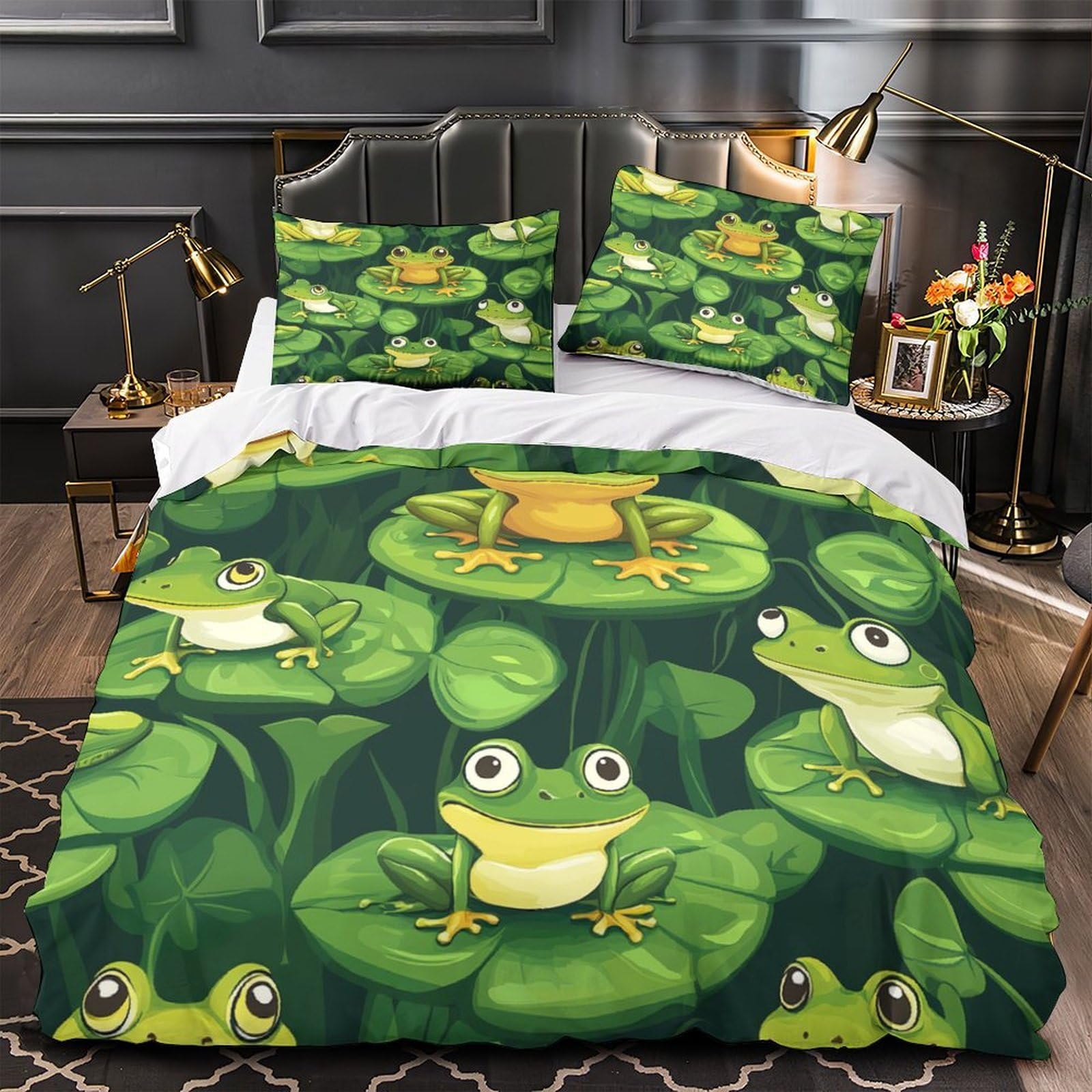 Parure de lit grenouille 200x200cm pour chambre homme coloree
