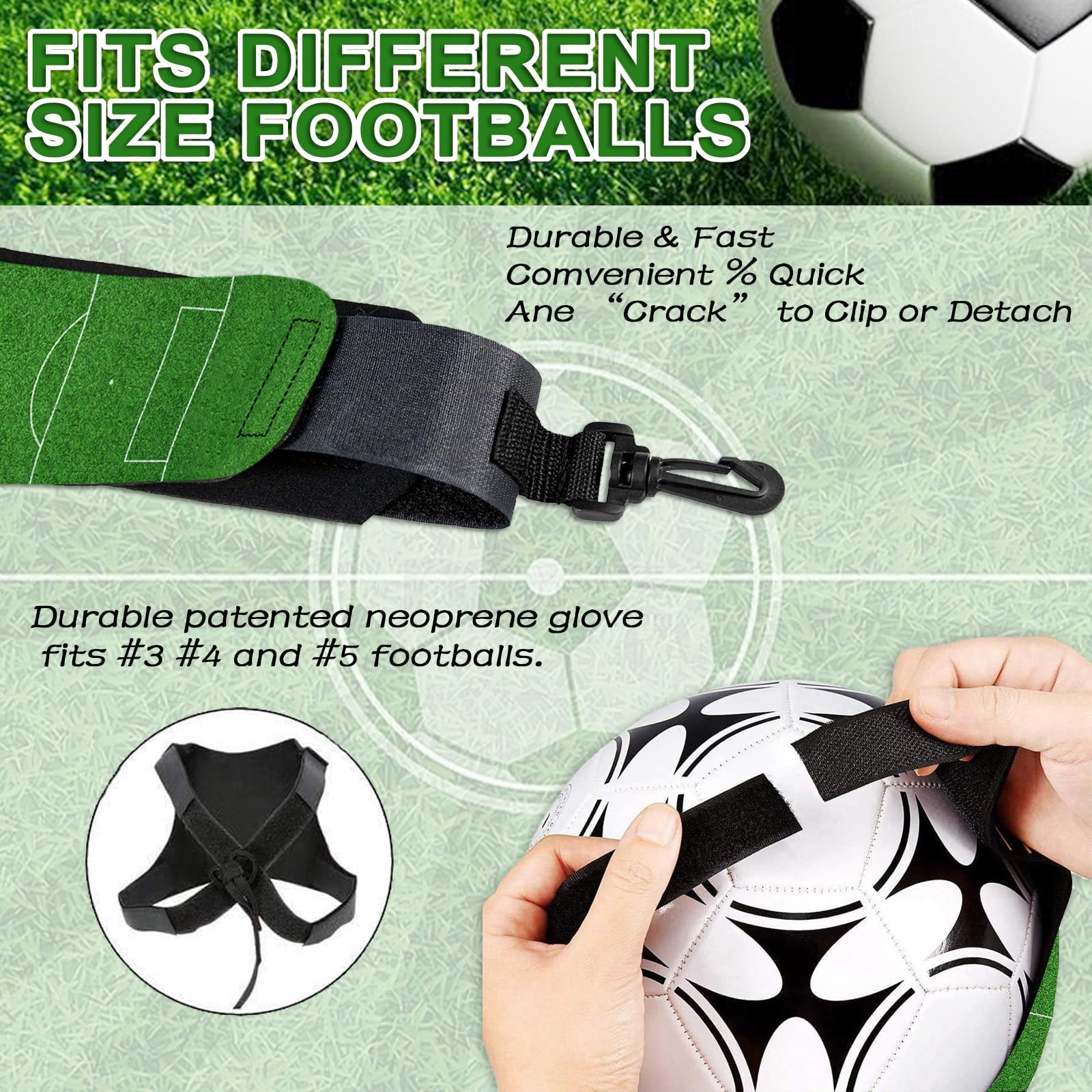 Trainer da Calcio, Fascia Elastico per Allenamento, Adatta per Bambini e Adulti, Fascia Regolabile, Perfetta per Calcio, Pallavolo e Rugby, Materiale Resistente, Alta qualità, 1 Pezzo
