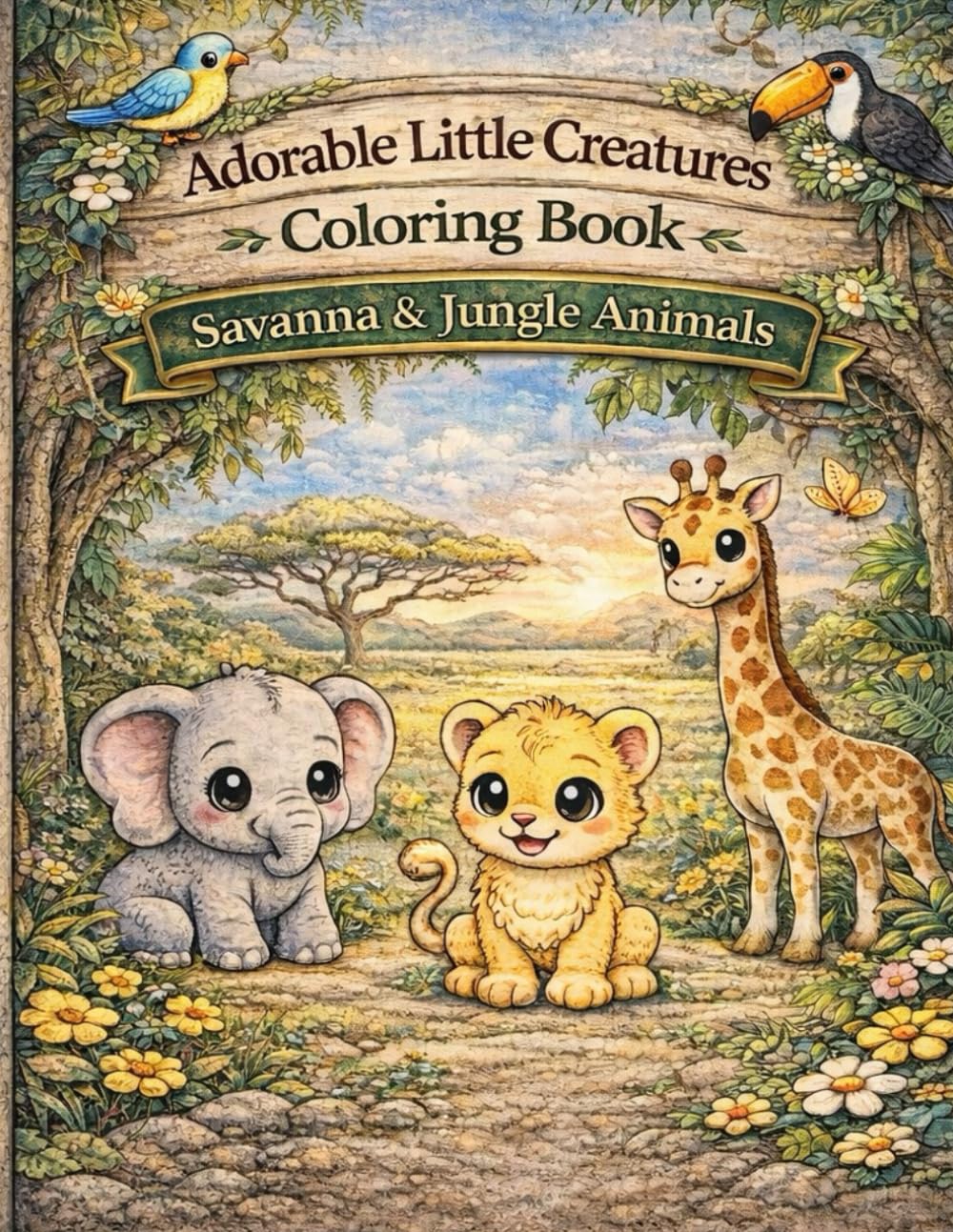 Adorable Little Creatures Coloring Book: Savannah & Jungle