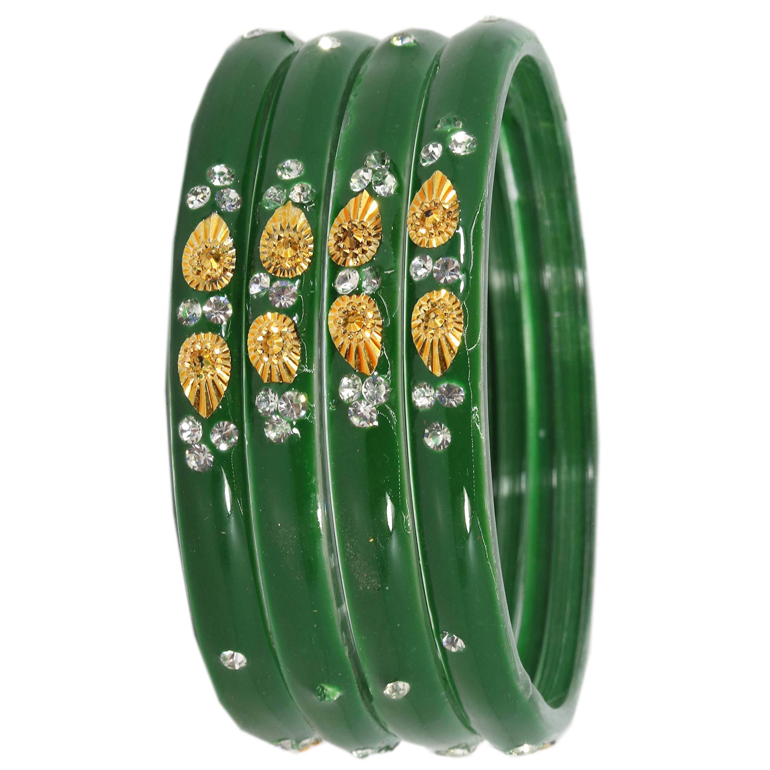 NMII Glass Kada Set Studded with Zircon Gemstone and Beads with Glossy Finished for Women and Girls,(Green. _2.6 Inches),Pack Of 8 Kada Set (B0B1JG77YS) Amazon Price History, Amazon Price Tracker