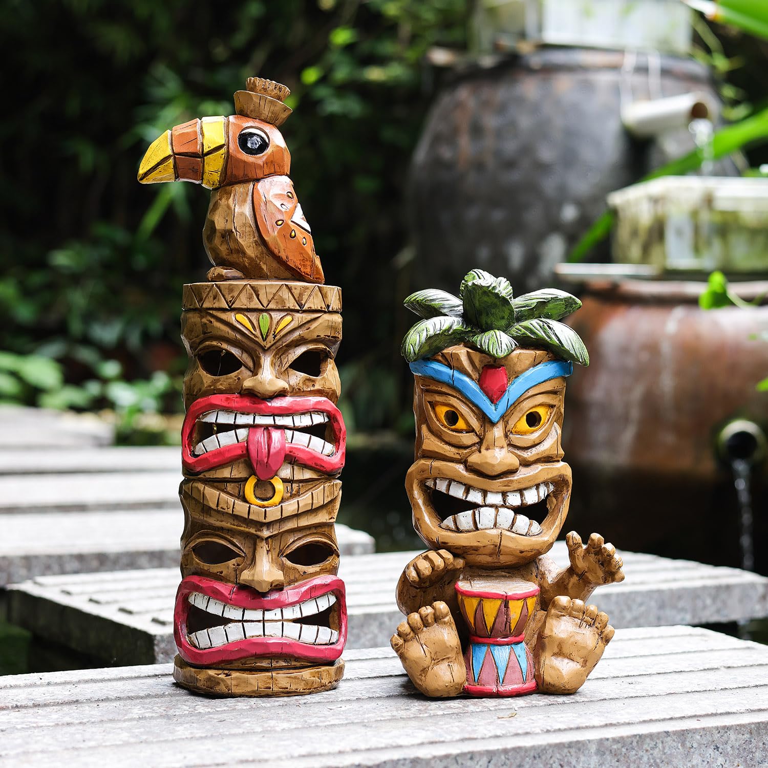 ミュージシャン llica - Tiki Totem Pole Statue Amazon.com: Yiosax Solar Tiki Statue 2Pcs Combination Outdoor