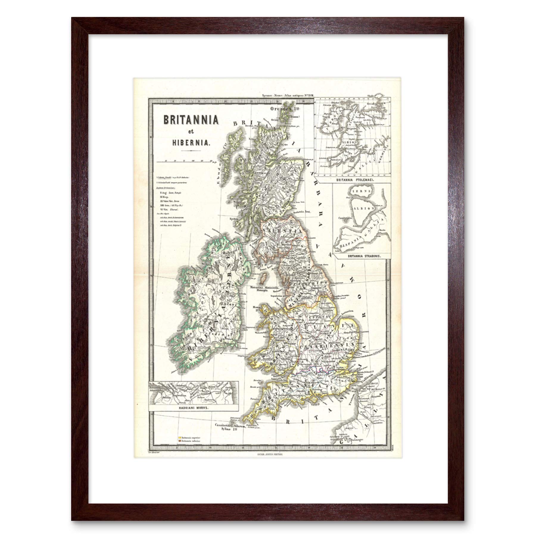 Wee Blue Coo 1865 Spruner Map British Isles England Scotland Ireland Framed Wall Art Print