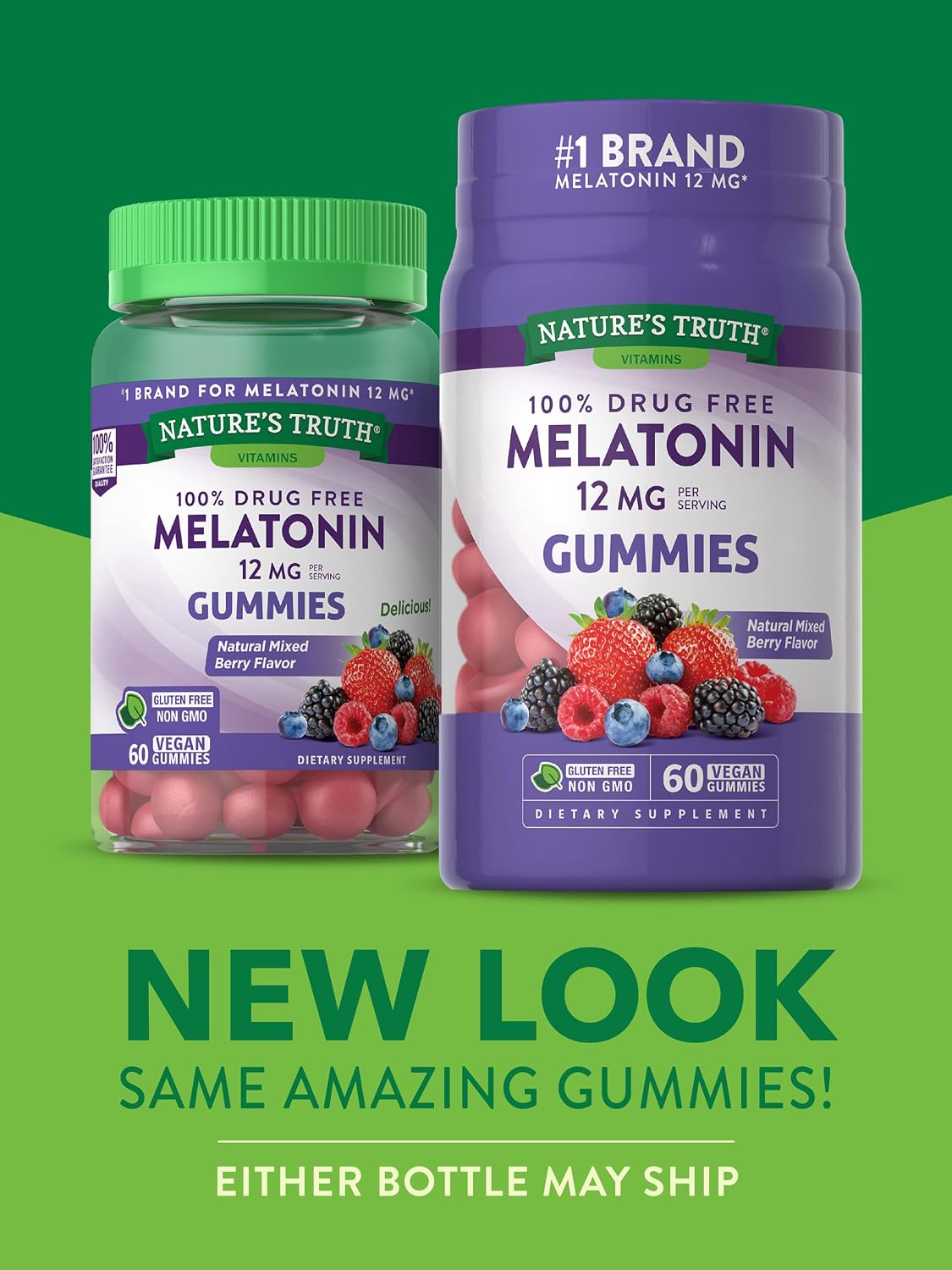Nature's Truth Melatonin Gummies | 12mg | Vegan, Non-GMO & Gluten Free Supplement | Natural Mixed Berry Flavor