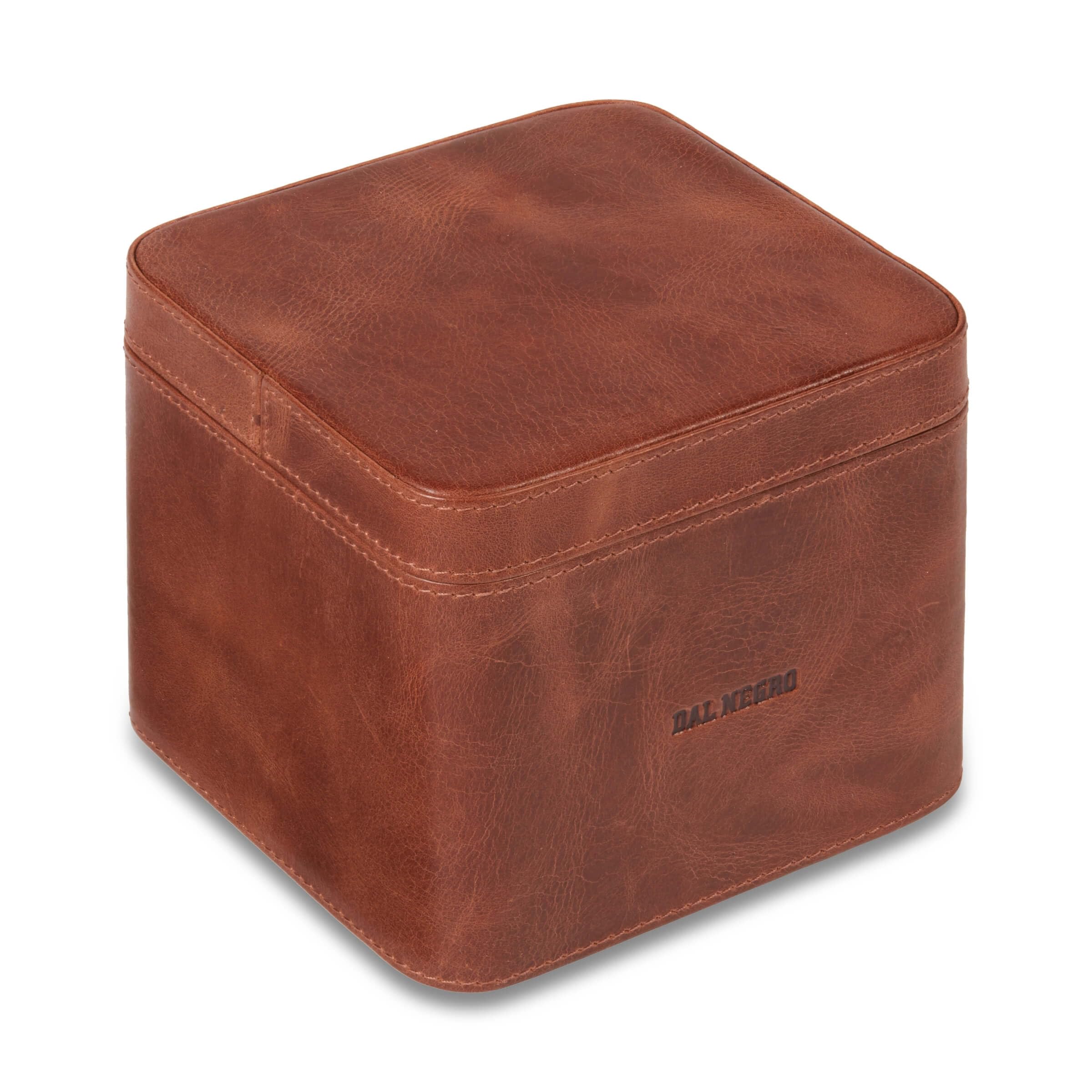 Dal Negro Cubo Porta Toscanelli in Vera Pelle - Eleganza Funzionale per la Conservazione dei tuoi Sigari Preferiti (Testa di Moro)