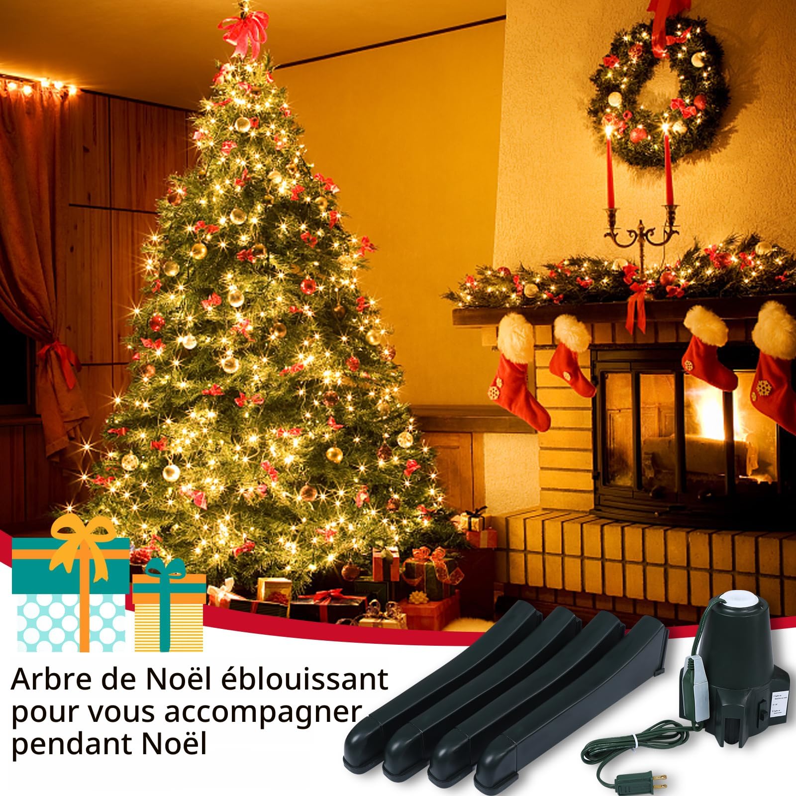 GREATDAY Support rotatif pour sapin de Noël artificiel, rotation à 360 degrés, jusqu'à 2,3 m et 36,3 kg, avec 3 réglages de diamètre du tronc de 1, 9 cm, 2,2 cm ou 3,2 cm