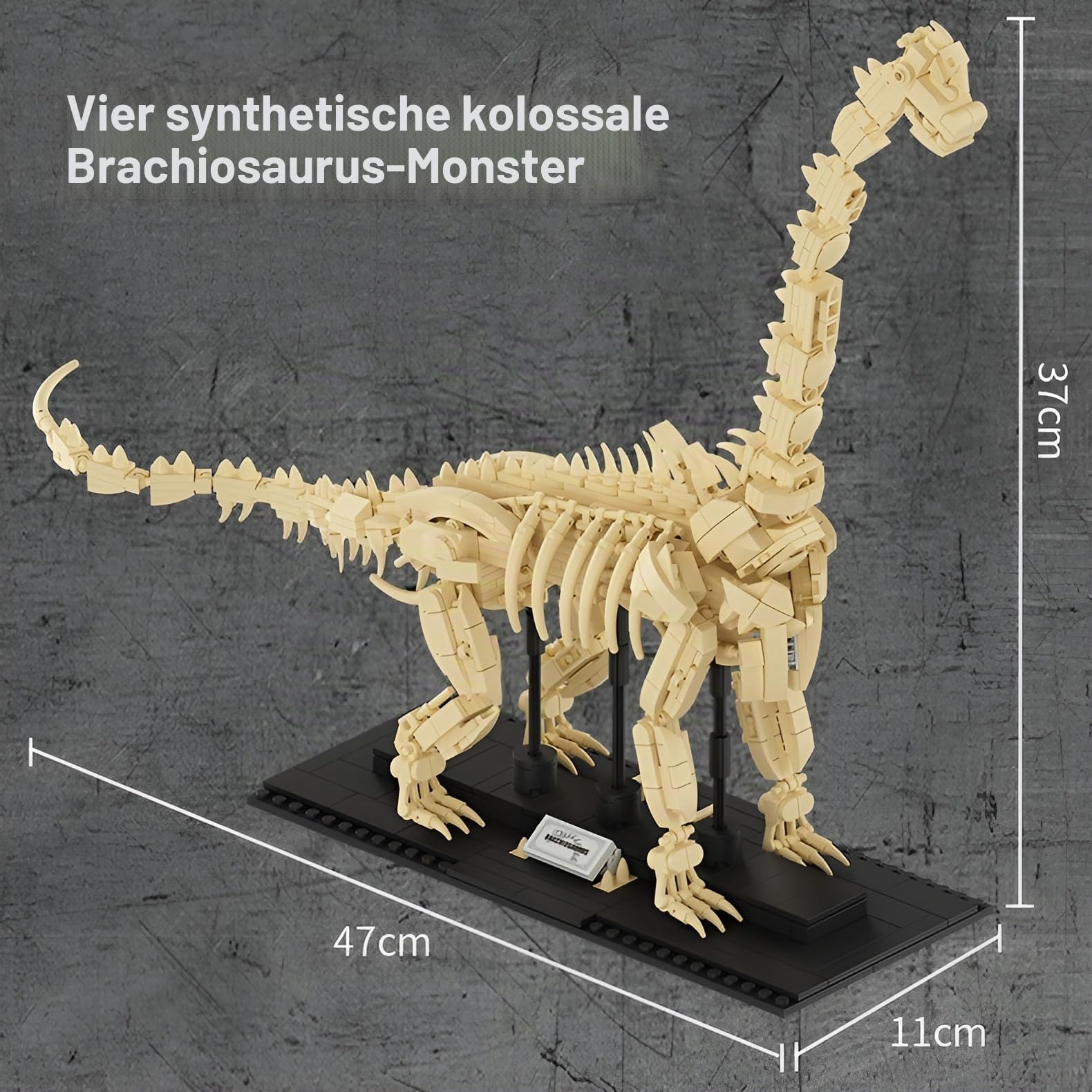 4-in-1-Dinosaurier-Skelett-Bausatz, 1221 Teile T-Rex, Stegosaurus-bausteine