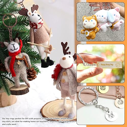 Miniatura 7 de Llavero de cobre rojo con diseño de patrones de ondas, juego a granel de 100 piezas con anillos abiertos y pasadores de ojo de tornillo para