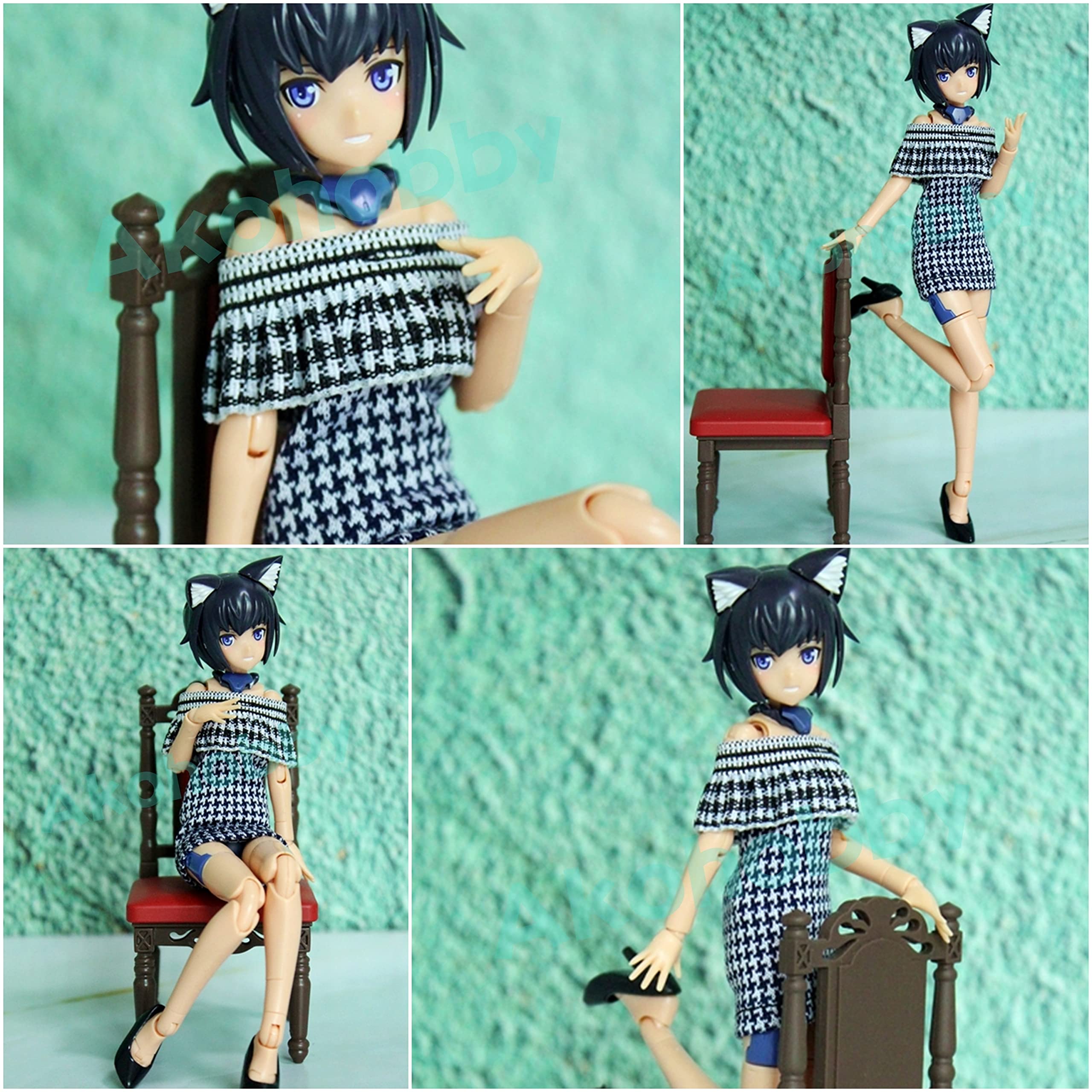 Amazon.co.jp: 1/12 ワンピース 千鳥格子 ハウンドトゥース ドレス AKO