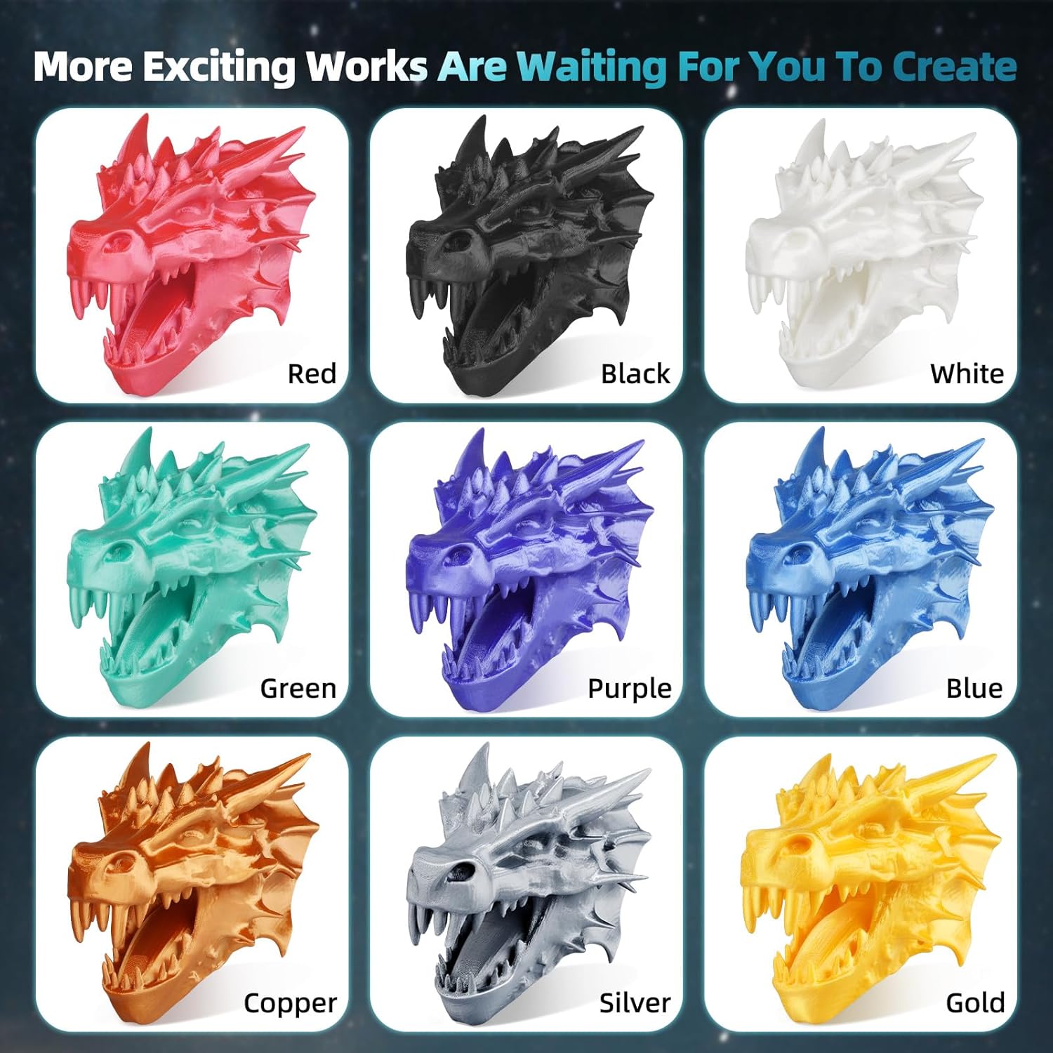 Dual Color Silk PLA 3D Printer Filament 1.75mm,Dual Color 2-in-1 Green-Black Silk Filament 1KG Spool (2.2lbs) Dimensional Accuracy Probability +/- 0.02mm Fit Most FDM 3D Printers, Black-Green - Image 7