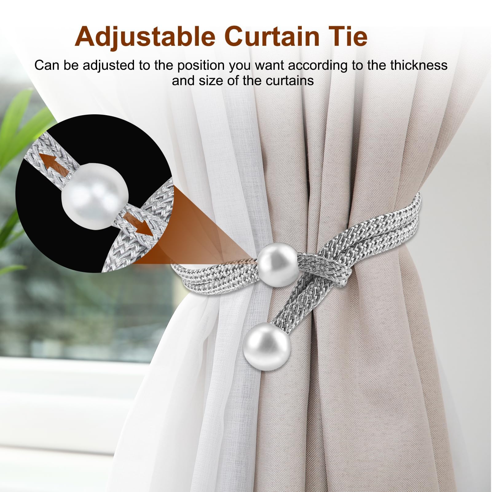 Ferma Tende Magnetici 8 Pezzi In Cotone Beige: Legacorde Per Tende Eleganti E Regolabili Per Casa E Ufficio