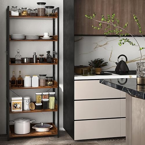 Miniatura 5 de Tangkula Estantería de 6 niveles, estantería industrial de 70 pulgadas de alto con estantes abiertos y 4 ganchos, estante de almacenamiento con