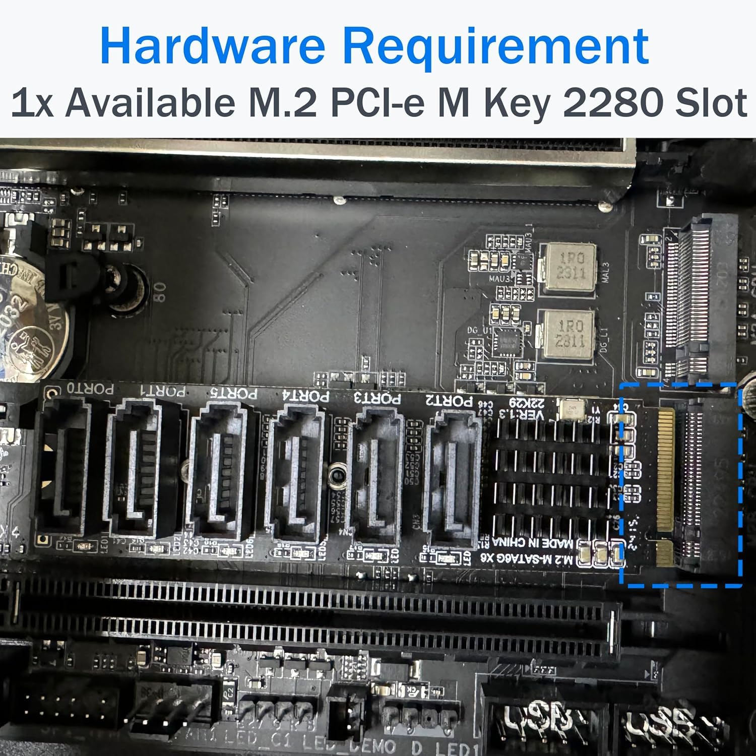 Scheda adattatore M.2 a SATA 3.0 [6 porte], RIITOP M.2 NVMe a 6 porte SATA III adattatore scheda di espansione 6 Gbps con chipset ASM1166