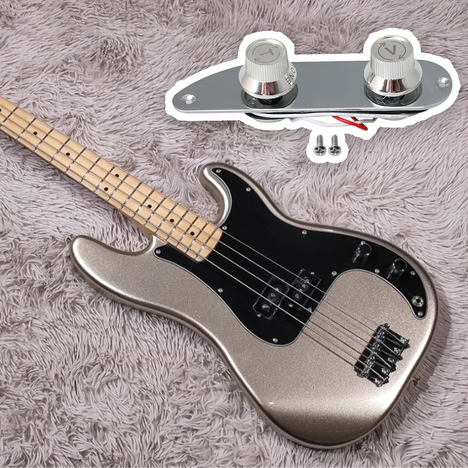 Lovermusic Silver 4.92inch Length Metal Prewired Guitar Control Plate Telecaster Control Plate Replacement Parts for Electric Guitar