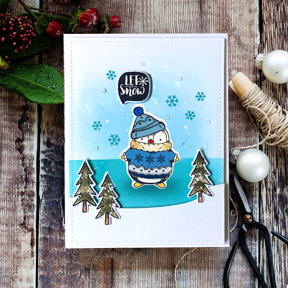 Santa Clause - Sellos de goma de pingüino para Navidad, diseño de copos de nieve, para decoración de tarjetas de Navidad y manualidades para álbumes de recortes