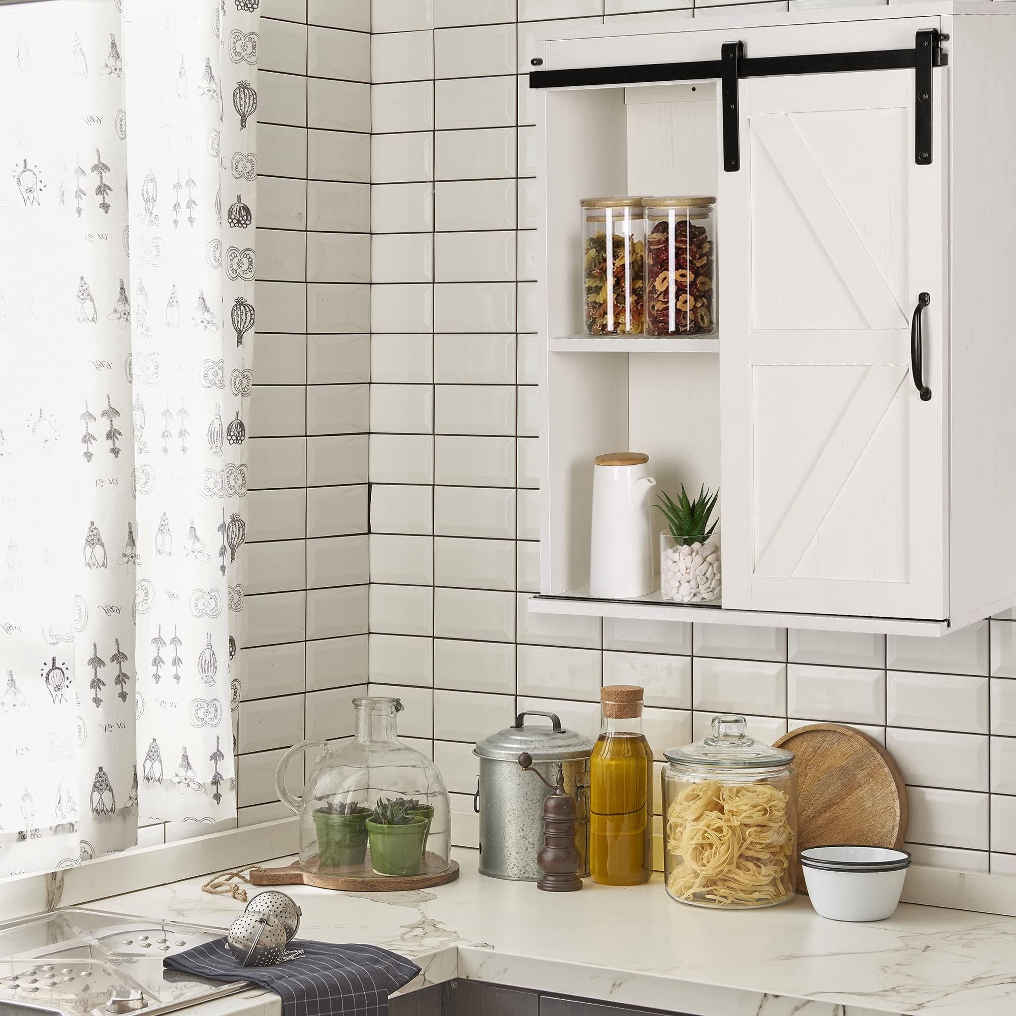 Farmhouse Bathroom Cabinet - Sliding Barn Door -8