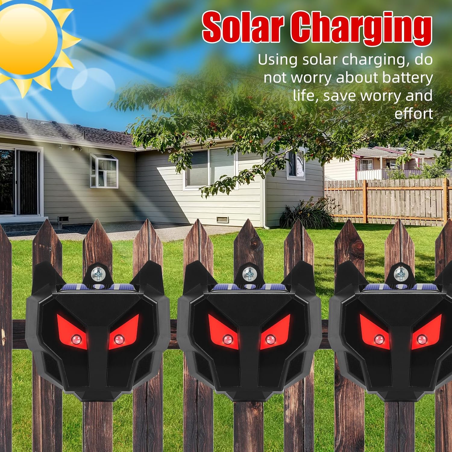 Solar Nocturnal Animal Repeller (4Pack) - 2026 Upgraded Predator Eye Animal Deterrent with Dual Red Flashing Lights - IP67 Waterproof Coyote Repellent Outdoor for Deer,Raccoon,Fox,Skunk,Chicken Coop