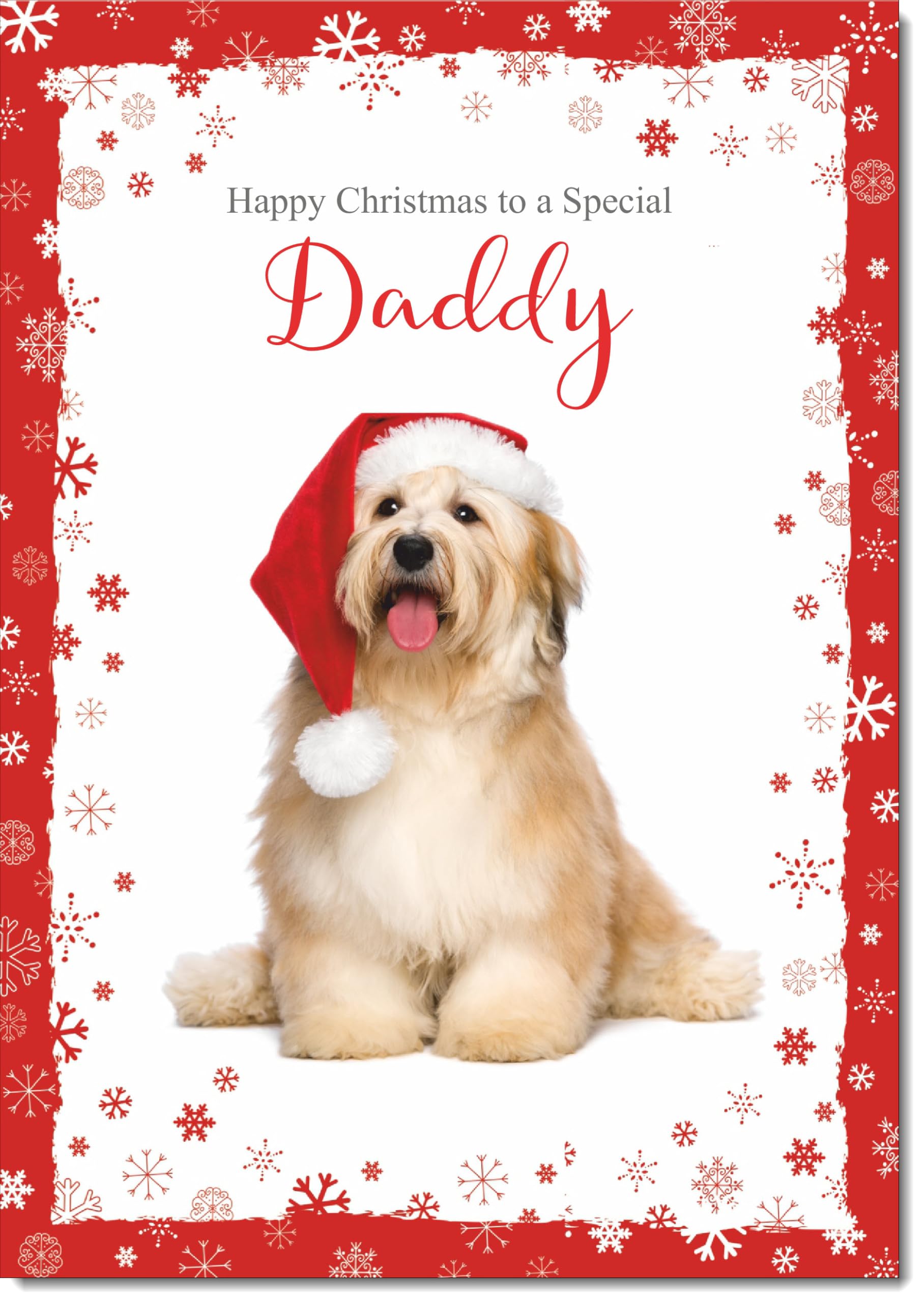 doodlecards Daddy Christmas Card Dog with Santa Hat Large A4 Size Christmas Card for Daddy with Plain Envelope — image 1