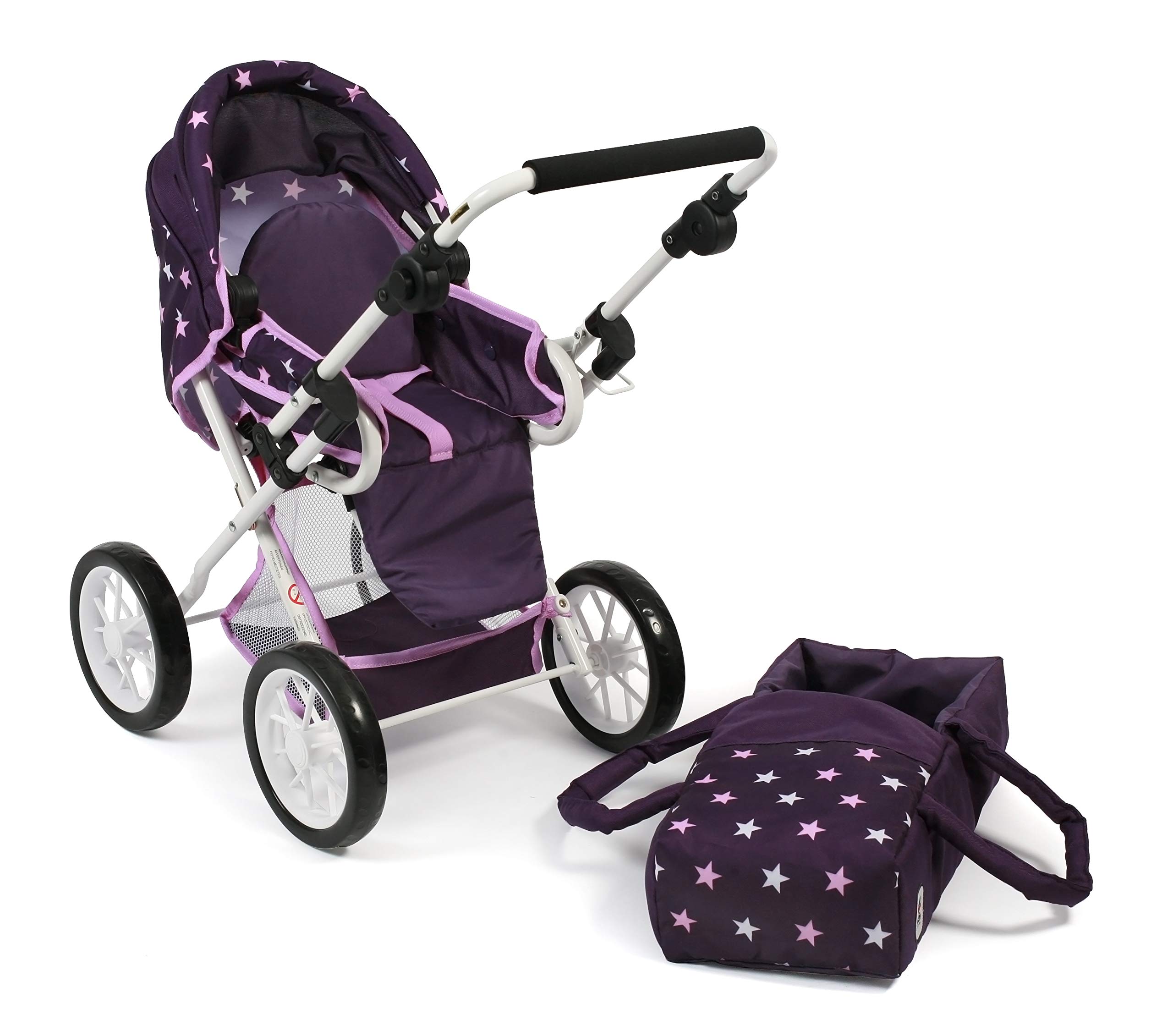 Bayer Chic 2000 560 71 Wózek dla lalek kombi Leni, Stars fioletowy, 64 x 37 x 68 cm