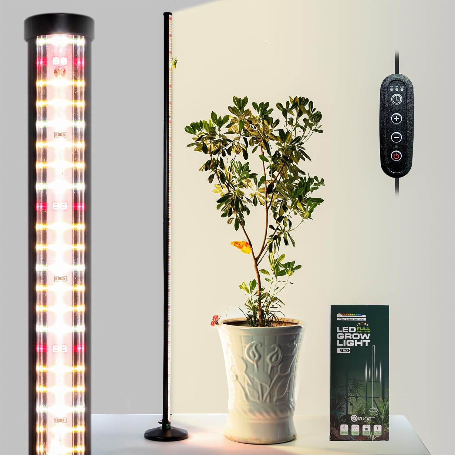 Plant Grow Lights Indoor – 64.5'' Tall Full Spectrum Plant Growing Lamps with 660nm, 3000K & 6000K LEDs, 36W Grow Lights for Indoor Plants with Dual Auto Timer (4H/8H/12H) & Remote Control