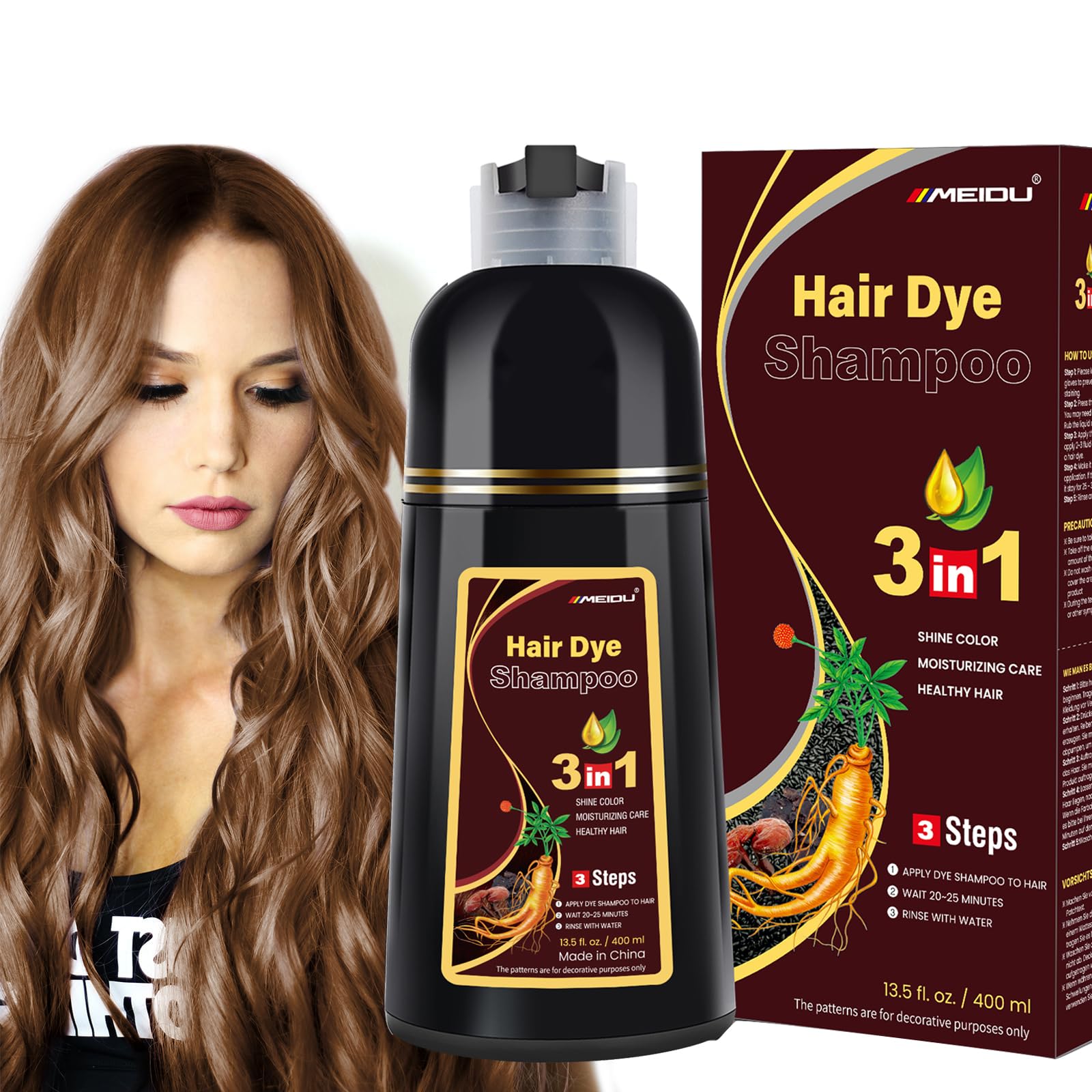IIIMEIDU MEIDU 3-in-1 Gray Coverage Hair Dye Shampoo