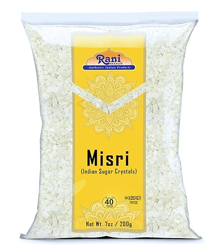 Rani Misri (cristales de azúcar indios) 7 oz (200 g) Todo natural Apto para gluten Sin colores Vegano Kosher Origen indio