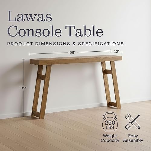 Miniatura 2 de Alaterre Furniture Lawas - Mesa consola de madera maciza  Mesa de entrada moderna de 56 pulgadas  Muebles de sala de estar de fácil montaje para