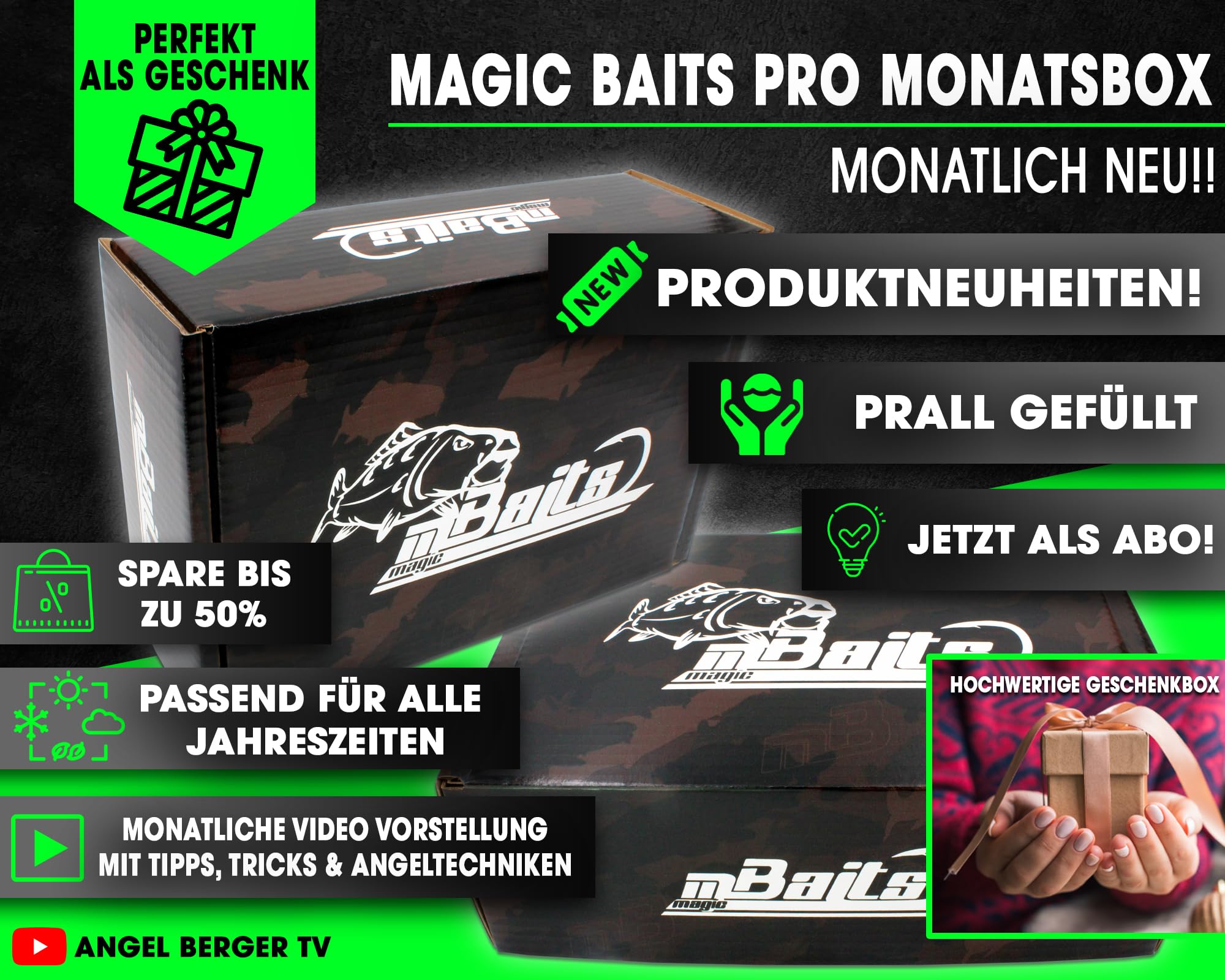Magic Baits Pro MONATSBOX Karpfenbox Angelbox Promo Box Geschenk Angeln Angelzubehör (Juni)