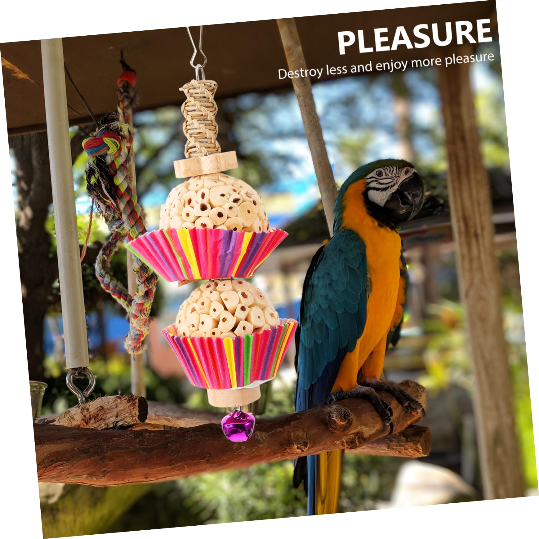 Toddmomy Jouet à Mâcher Suspendu pour Perroquet Accessoire Ludique pour Oiseaux Jouet à Déchiqueter pour Cage à Oiseaux Divertissant Et