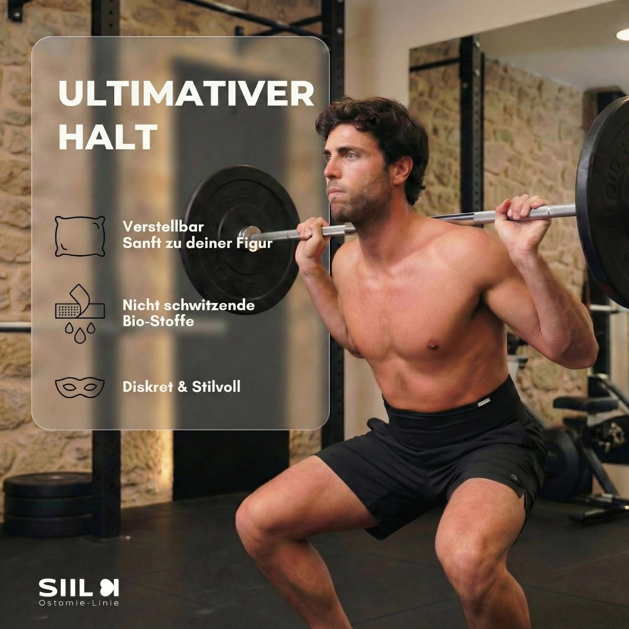 SIIL Stoma Gürtel Schwarz Ostomy Belt | Ostomie Support Gürtel | Sport & Schwimmen | Ostomiebeutelhülle | Innentasche für Stomabeutel