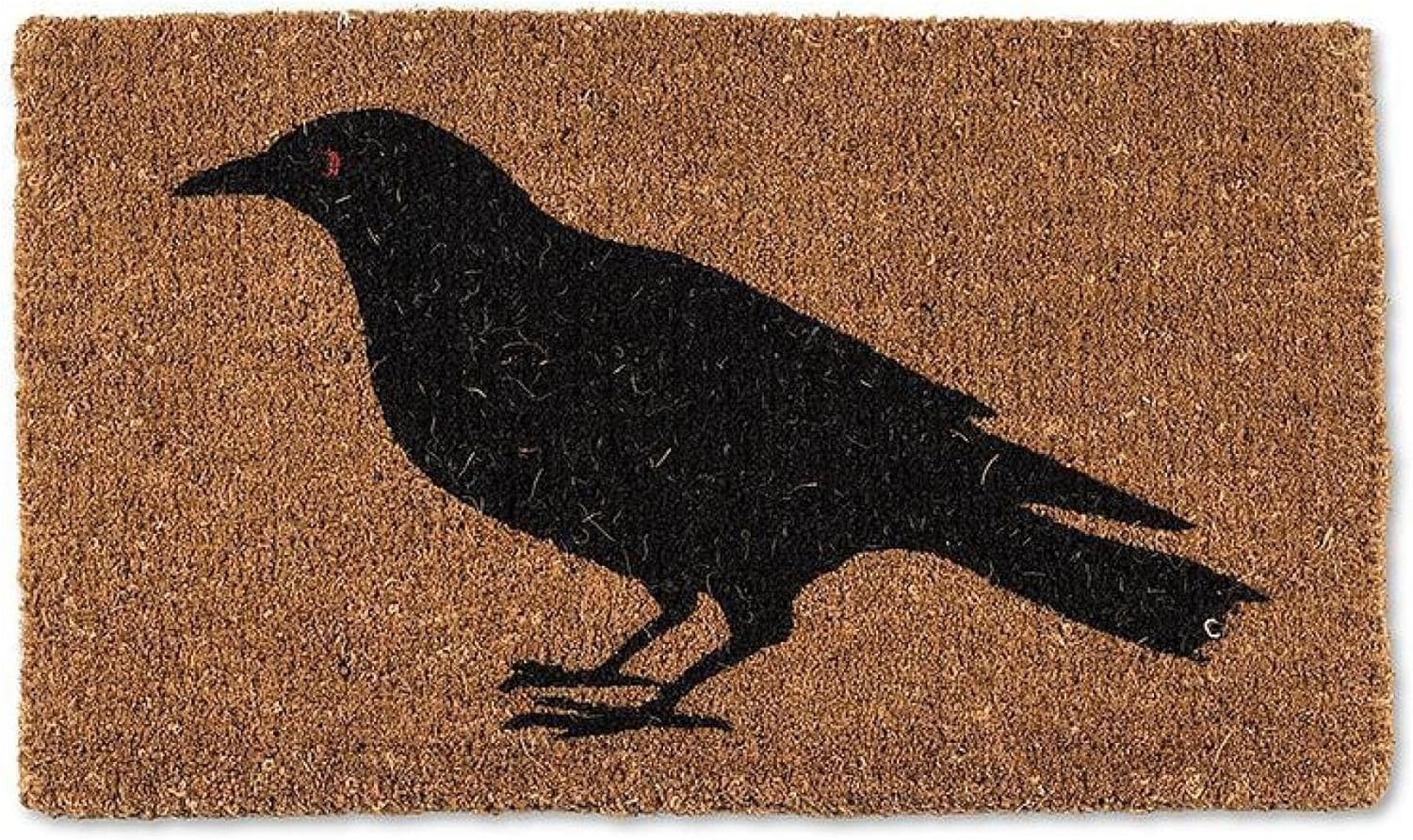 Abbott Collection Standing Crow Doormat - Coir Fiber, Natural/Black (18x30 L)