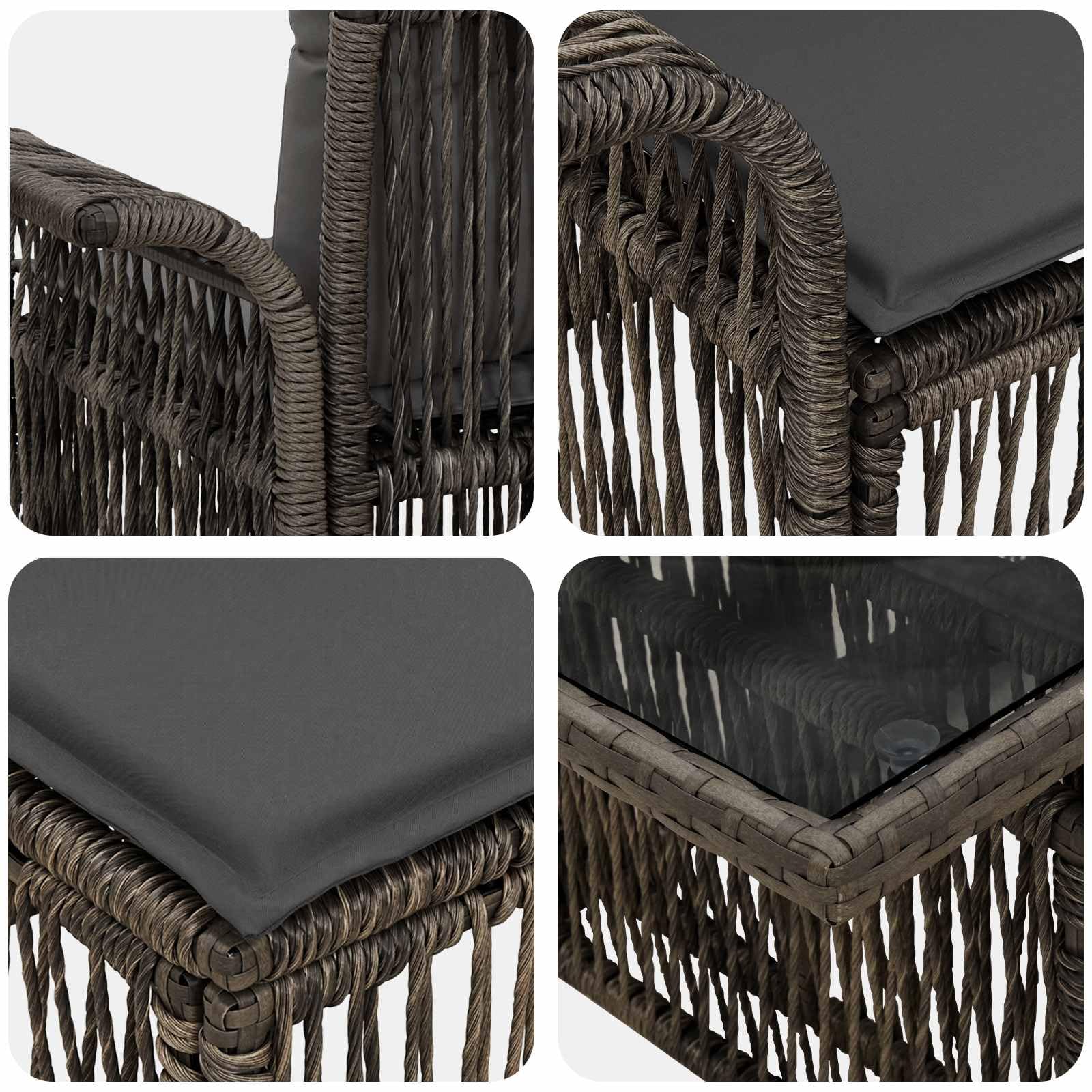 Garten-Sofa-Set, 11-teilig, grau, Polyrattan