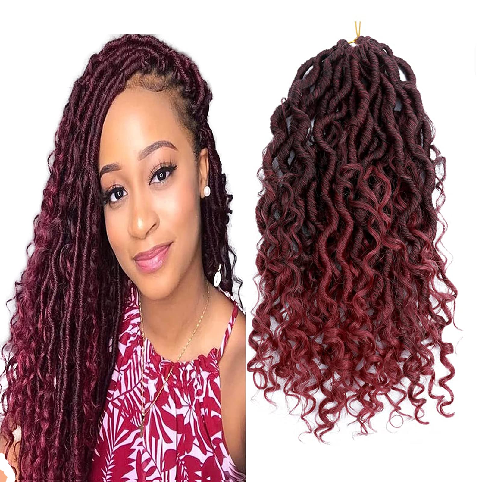 New Goddess Locs Crochet Hair 14Inch Pre Looped Curly Faux Locs Crochet