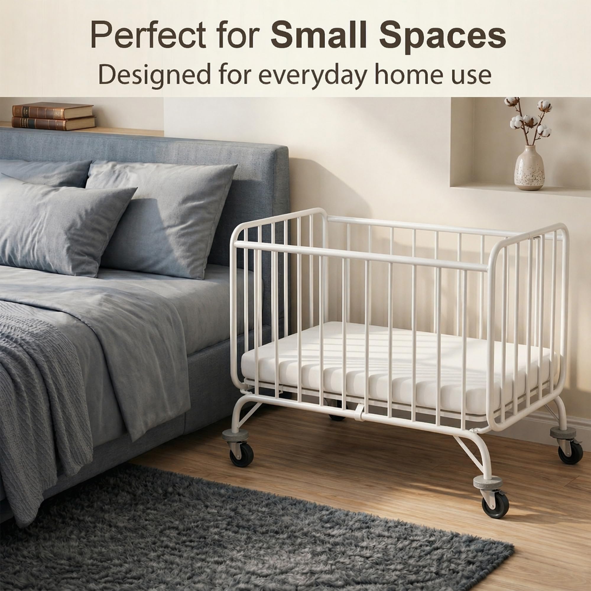 L.A. Baby Deluxe Holiday MiniPortable Folding Metal Crib White product thumbnail 5