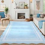 GarveeHome Rug moderne à pétoncles 5x7 Rugs lavables pour chambre à coucher, Non-dérapant Non-Évadage Soft Living Room Rug, Minimiste Scalloped Low-Pile Jet Tapis pour salle à manger Home Office, Camel