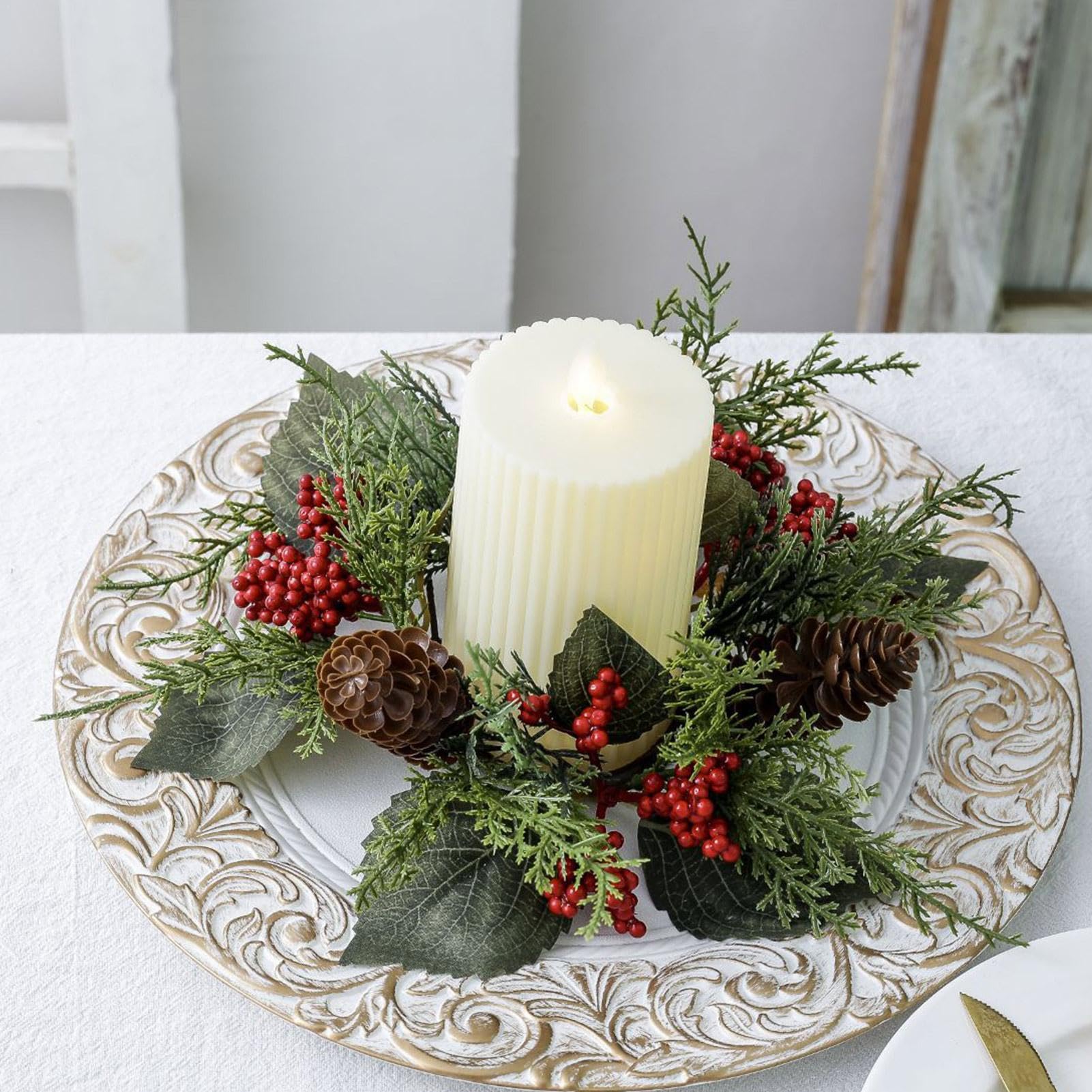 Amazon.co.jp: クリスマス リース キャンドル ホルダー、クリスマス