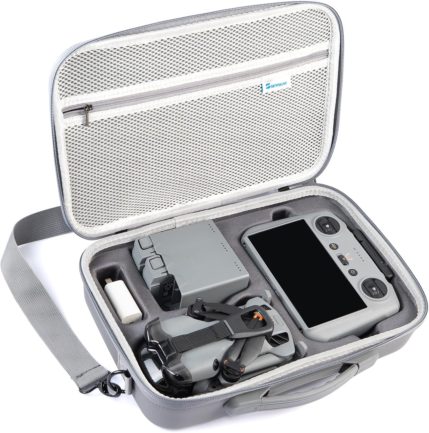 Skyreat Mini 5 Pro Case – PU Leather Hard Carrying Case Compatible with DJI Mini 5 Pro Fly More Combo, RC 2 Display Controller, Drone, Batteries, ND Filters & Accessories