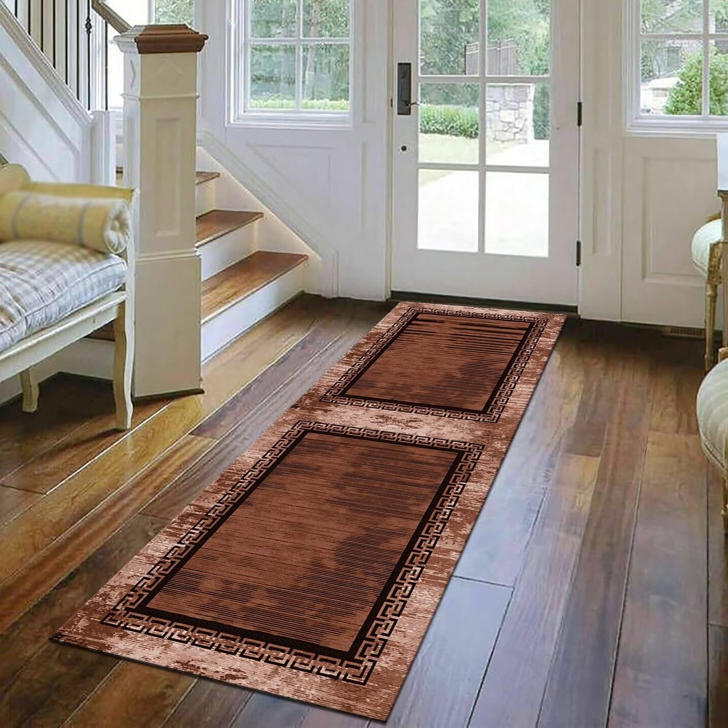 Teppich Läufer Flur Küche rutschfest waschbar Teppichläufer Lang 80X100CM Braun Abstrakt Muster Küchenläufer Meterware Korridor Tepiche Kücheteppich Schlafzimmer Wohnzimmer Flurmatten Breit 40-120cm