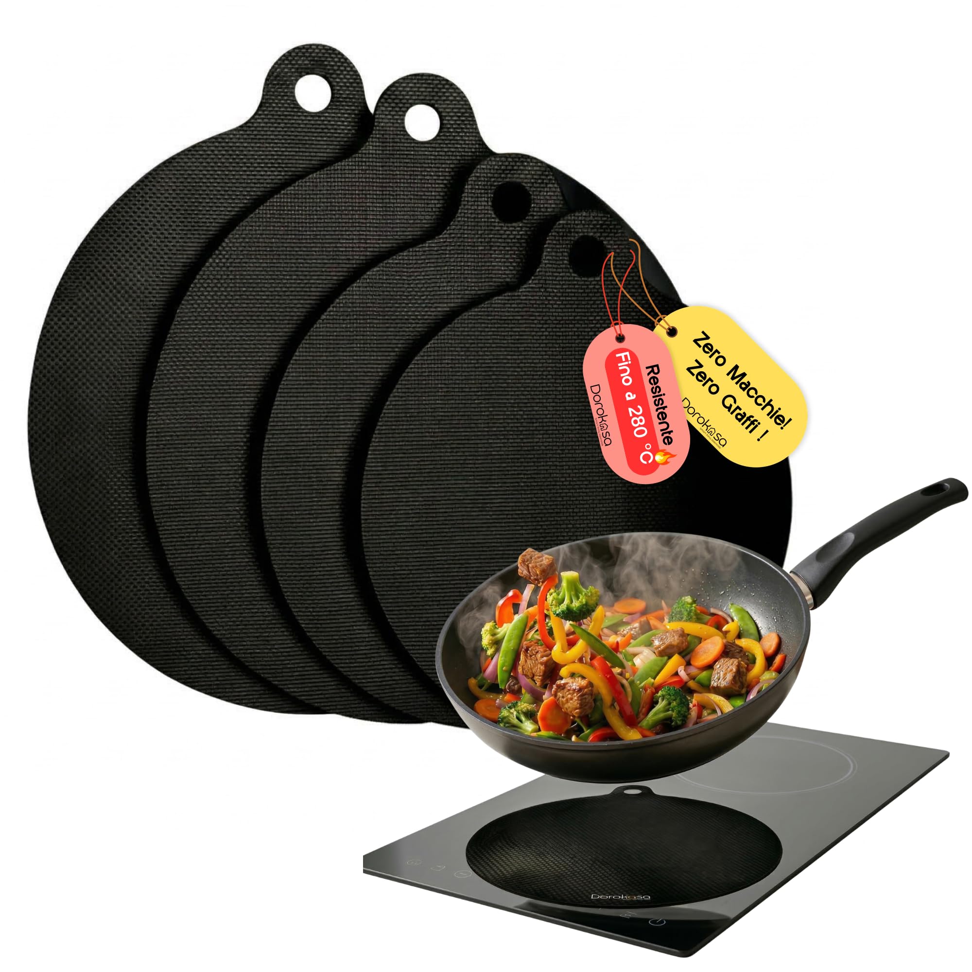 Protezione Piano Induzione 80x52 | Copri Piano Induzione | Tappetino Copertura Proteggi Piano Cottura Induzione | Set 4 Tappetini 2x22cm 2x24cm | Sottopentola Antigraffio Copri Piastra Induzione - 1