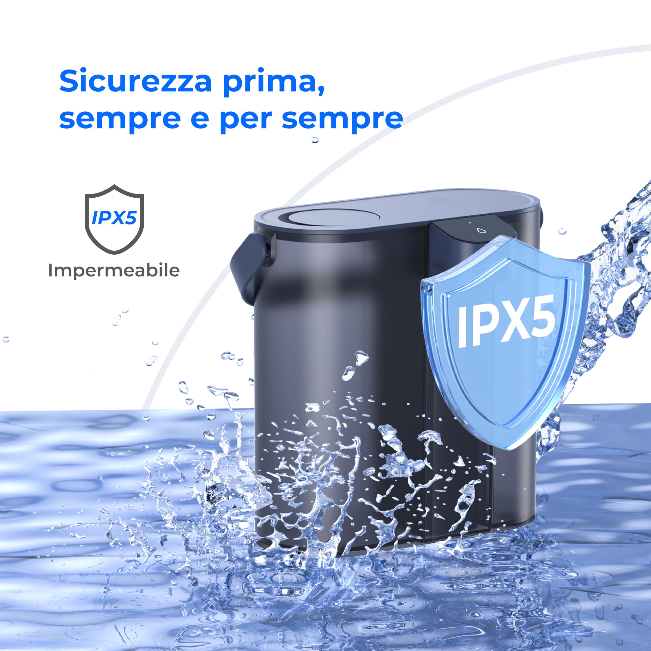 Waterdrop Caraffa Filtrante per Frigorifero Elettrico Istantaneo con Filtro 3 Mesi, Sistema di Filtraggio dell'Acqua da Banco, Riduce Cloro, Piombo, Mercurio, Riduce PFAS, 757 Litri, Blu