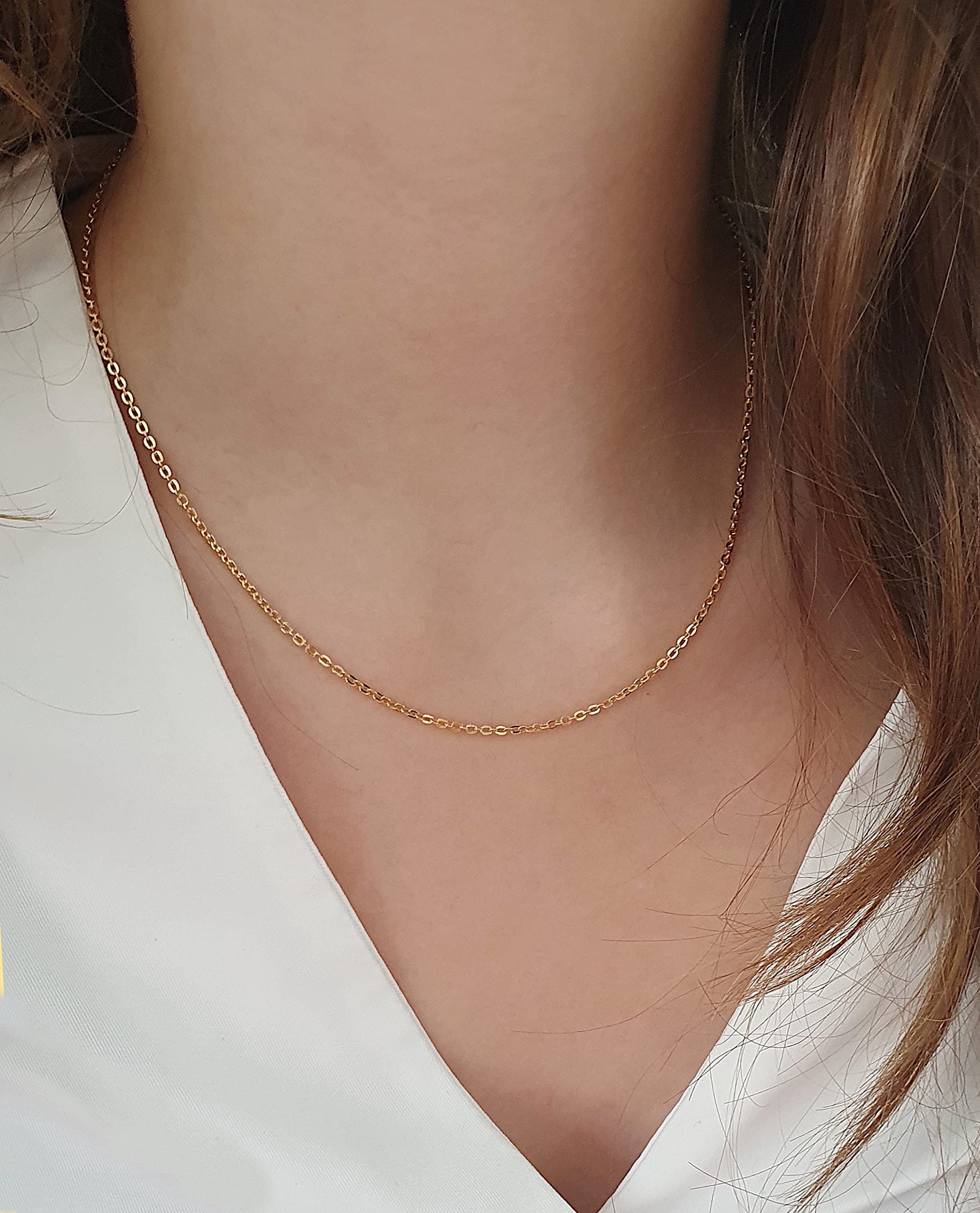 Basic feine Ankerkette 925 Silber vergoldet - Kette ohne Anhänger