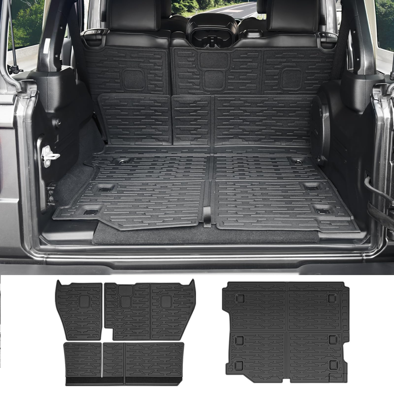 Photo 1 of ***MISSING PIECES*** Qyebbk Cargo Liners for 2018-2025 Jeep Wrangler JL Unlimited 4X4 4 Door,Trunk Mat with Seat Back Cover Accessories All Weather Rear Cargo Mat Backrest Protector for JL/JLU Gas Type (Not for 4XE)